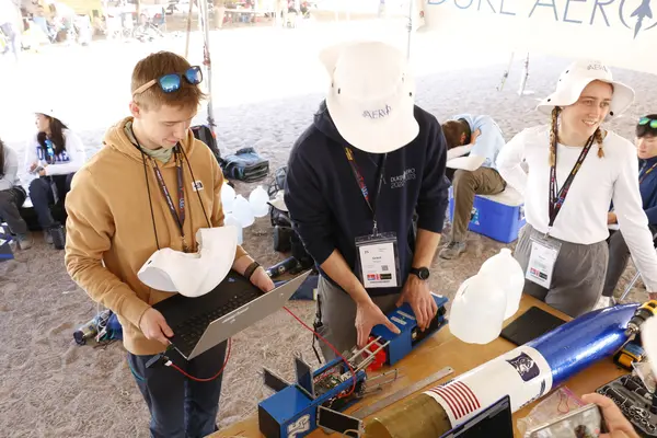 Students working on rocket systems