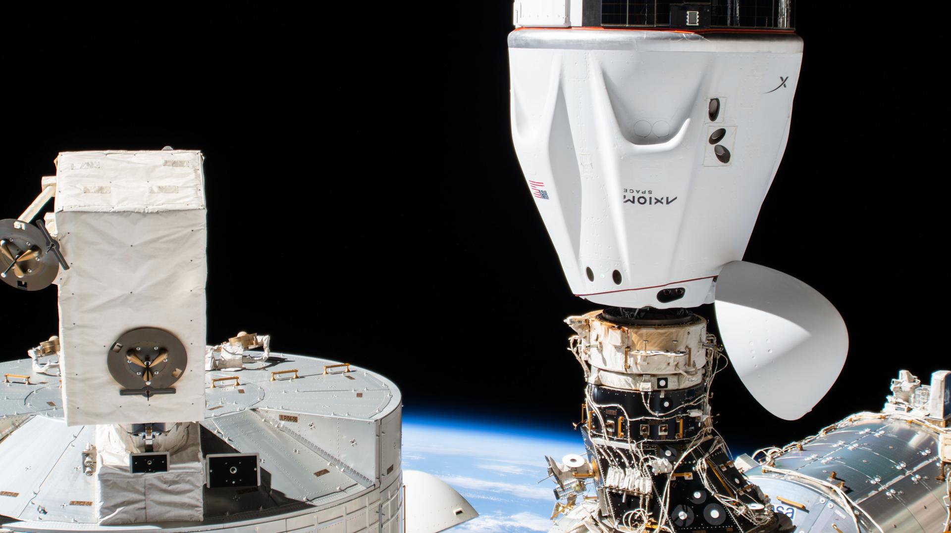 SpaceX Dragon crew spacecraft docked to the International Space Station